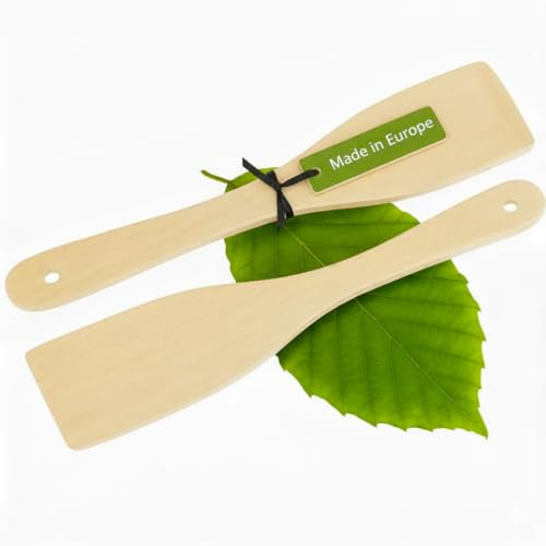 MC-Trend 2er Set Pfannenwender aus Buchenholz – 28 x 5,5 cm – Nachhaltig, robust & hitzebeständig – Schonend für beschichtete Pfannen, Holz-Kochlöffel Küchenhelfer Set, naturbelassen
