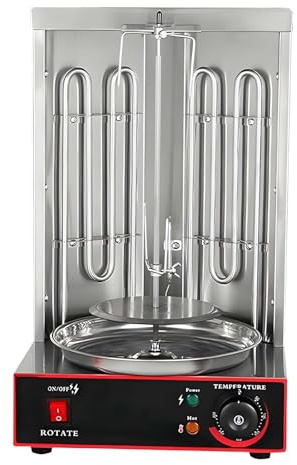 Asador Para Shawarma, Horno Vertical Para Kebab, Máquina Comercial Para Kebab Con 2 Quemadores, Temperatura Ajustable Y Rotación De 360°, Acero Inoxidable Para Restaurantes(Electric-3000W)