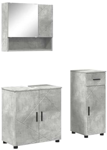Gecheer Set di mobili per il bagno 3 pcs, mobile lavabo moderno con specchio e armadietto, legno ingegnerizzato e metallo, dimensioni 61x35x64 cm, for arredamento bagno contemporaneo