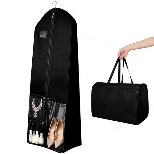 VZXZXE Borsa Porta Abiti Con Cerniera, sacco appendiabiti lungo 180 × 60 cm Custodia Abito Lungo Donna per Abiti da Sposa, Abiti da Sera, Cappotti - Buste Copriabiti Antipolvere