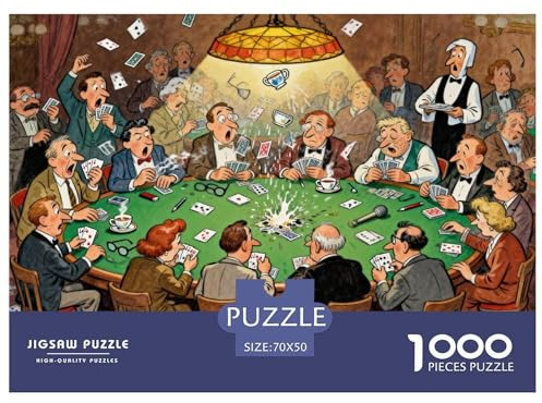 Club de Bridge et Jeux de Cartes Puzzle en Bois Imperméable DIY Puzzles De 1000 Pièces pour Adultes Cadeaux Impossible Jeux Éducatifs