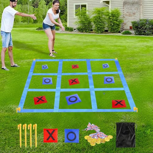 Mineup Riesiges Tic Tac Toe, 1.2m Giant Tic Tac Toe Game, Sitzsack-Wurfspiele für Kinder und Erwachsene, Outdoor-Spielset für Garten, Strand, Camping, Familienfest, Kindergeburtstag Karnevals Spiele