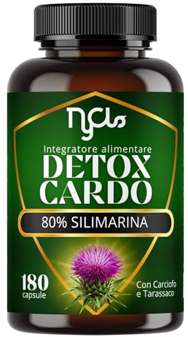 Cardo Mariano 550 mg 80% Silimarina 180 Capsule Vegetali con Tarassaco e Carciofo – Integratore Alimentare Botanico HPMC Vegan