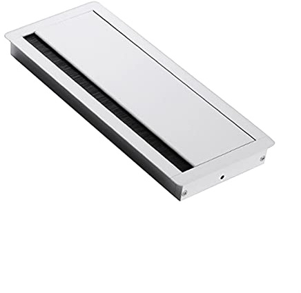 Tapa Pasacables,Pasacables de Mesa Pasacables Rectangular de Aleación Aluminio para Escritorio, Tapa con Cepillo para Ordenar Cables Ordenador(White)