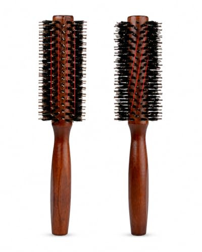 2PCS Brosse Cheveux Ronde En Bois Poils De Sanglier Antistatique Pour Brushing Volume Boucles Séchage Démêlage Cheveux Longs Courts Femme Homme Salon Coiffure Professionnel