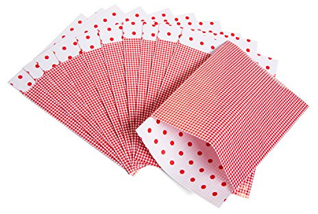 Logbuch-Verlag 100 rot-weiß karierte Papiertüten 17,5 x 21 cm Weihnachten Papier Beutel für Geschenke verpacken