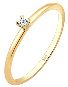 Elli DIAMONDS Ring Damen Verlobung Solitär mit Diamant (0.015 ct.) in 585 Gelbgold