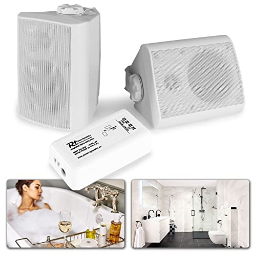Sistema de Sonido Bluetooth para baño - Altavoces 4” Resistentes a la Humedad, Amplificador Compacto, fácil instalación, conexión inalámbrica con Smartphone, Sonido Envolvente