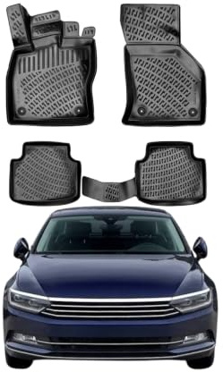 Rizline 3D Fussmatten für Volkswagen Passat B8 2015-2023 | Gummimatten aus TPE Gummi, Passgenau, Wasserdicht, Hoher Rand, Rutschfest, Leicht zu Reinigen