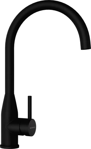 SCHOCK 559027PUR Küchenarmatur KAVUS in Puro – Hochdruck Armatur mit Festauslauf, ultraleisem Wasserstrahl, hoher Auslaufposition, schwarz