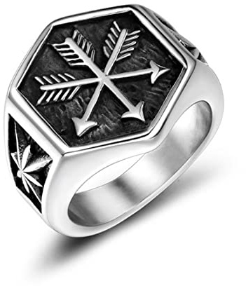 HCMA Gotischer Stil Eros Pfeil Siegelring Vintage Marine Anker Nautische Ringe Männlicher Rock Hip-Hop Punk Biker Schmuck Geschenk