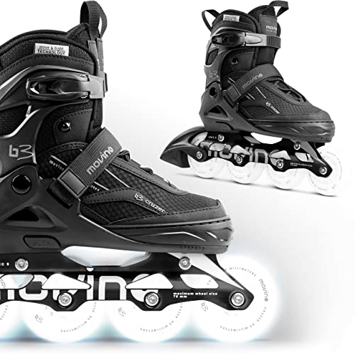 Movino Inline Skates | Cruzer B3 | Verstellbare Rollschuhe | Damen Mädchen Jungen Inliner | Inliner für Erwachsene | Inline Skates mit leuchtenden Rädern | Move & Led Technology