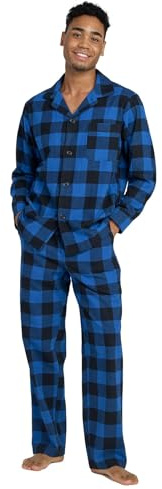 LAPASA 100% Cotone Flanella Completo Pigiama da Uomo a Quadri con Tasche e Coulisse, Set Maglia & Pantaloni M95 M Multicolore