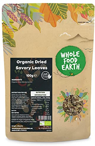 Wholefood Earth Organic Dried Savory Leaves 100 g | GMO Free | Certified Organic