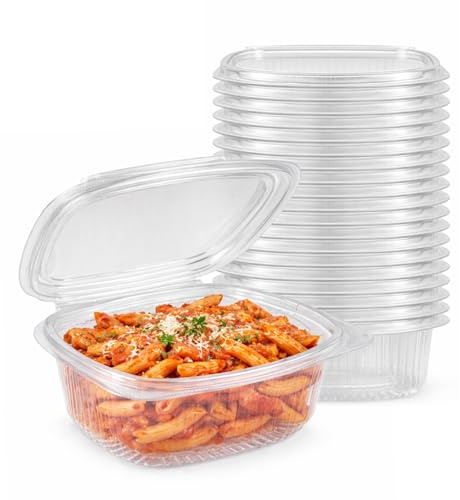VIRSUS 50 Vaschette ovali color Trasparente in Pet con capacità 500 cc, misura superiore 16x13,3 cm, Vaschetta con Coperchio Unito e chiusura ermetica, contenitori per alimenti salvaliquidi
