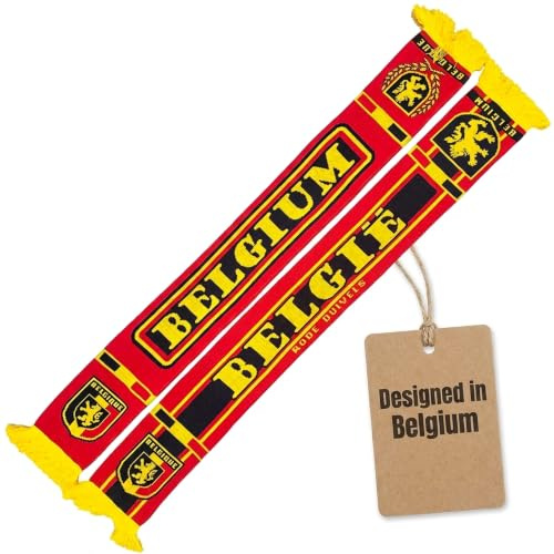 Generisch Belgio, Belgio, Belgio, Sciarpa a maglia per Coppa del Mondo, Campionato Europeo, Sciarpa di Culto, Sciarpa Souvenir, blu, bianco, 145 cm