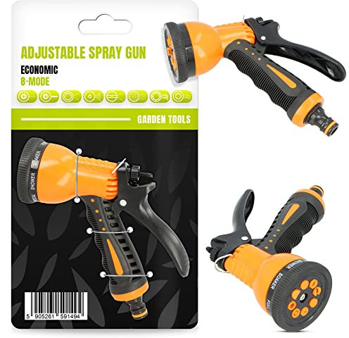 Gartenbrause 8 Funktionen Handbrause Schaluchbrause Sprühpistole Wasserspritze Spritzpistolen Multibrause Handsprüher Schlauchspritze Spritzdüse Autowaschen Gartenschlauch Systeme Bewässerung Schwarz