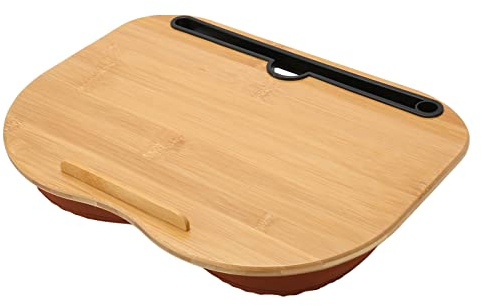 Schoß Laptop Schreibtisch, Tragbarer Laptop Schoßtisch mit Bambusholz, Laptop Ständer mit Kissen, Anti Rutsch Streifen, Passend für Bis zu 15,6 Zoll Laptops, für Bett, Sofa