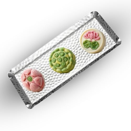 Badezimmer-Handtuchablagen, gehämmertes Retro-Multifunktions-Edelstahl-Silber-Serviertablett, silbernes Badezimmer-Tablett, Dessert-Tablett, Teller für Zuhause, Restaurant, Badezimmer, 25 x 11 cm