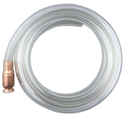 Darnassus Pompe à siphon manuelle de transfert de carburant - Diamètre intérieur : 12 mm - Tube de qualité vierge avec connecteur en laiton - Blanc - 3 m - Pour essence, diesel, huile, fluide et eau