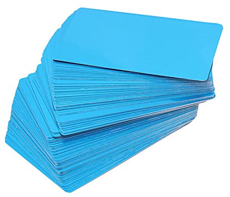 DUnLap Grußkarte 100 Teile/Pack 5 Farben schwarz Silber gelb blau aluminiumlegierung Karte Laser graviert metallgeschäft besucher Name Karten leer Grußkarte Hochzeit (Size : Blue)