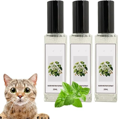 Giurui Herbal Cat Joy Lot de 3 vaporisateurs d'herbe à chat pour chats, spray d'entraînement pour chat avec herbe à chat, soulagement de l'anxiété pour chat, apaisant pour chat