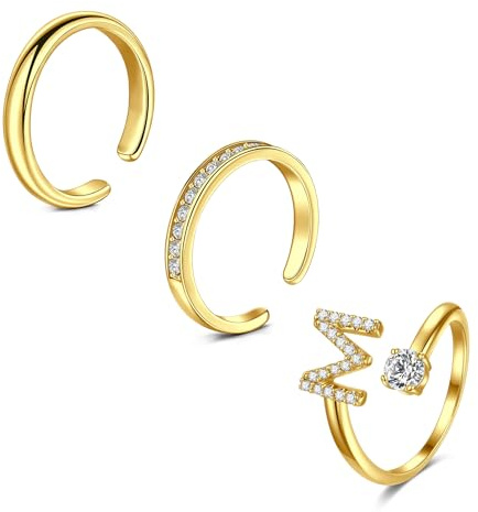 Mayhoop tåringar för kvinnor justerbara öppna tåringar silver guld svans ring fingerringar knogring, Rostfritt stål