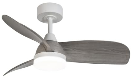 wonderlamp - Ventilador de techo con luz y mando LED 18W Borse Blanco+Gris CCT 3000-4000-6000K, Intensidad regulable Con Mando ø90cm