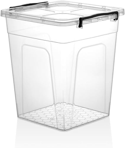 Easy Shopping® 20L Liter Clear Plastic Deep Storage Box with Locking Lid Home Office Kitchen Travel Food Storage Container (1)