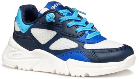 Geox J Loftus Boy E, Scarpe da Ginnastica, White/Navy, 33 EU