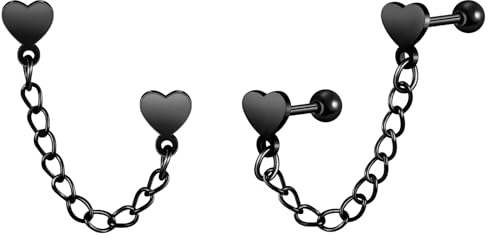 Yumilok Ketten Herz Herren Damen Ohrstecker aus Edelstahl Ohrringe für Männer Damen Ohrstecker Piercing Knorpel Helix Tragus