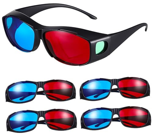 Veemoon 5 Pièces Lunettes Rouges Et Bleues Lunettes Anaglyphes Pour Tv Et Cinéma Lot De De Visualisation