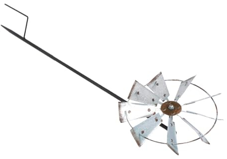 TINEASUR Girouette en Fer Décorative pour Jardin et Pelouse, Moulin à Vent Rotatif Ø 33,6 Cm, Ornement Métallique Extérieur, Sculpture Éolienne Artisanale Robuste et Colorée