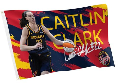 Desert Cactus Caitlin Clark Flag Team WNBA Indiana Fever Women's National Basketball Association 100% Polyester Indoor Outdoor 91 x 152 cm Flagge (Flagge - Caitlin Clark)