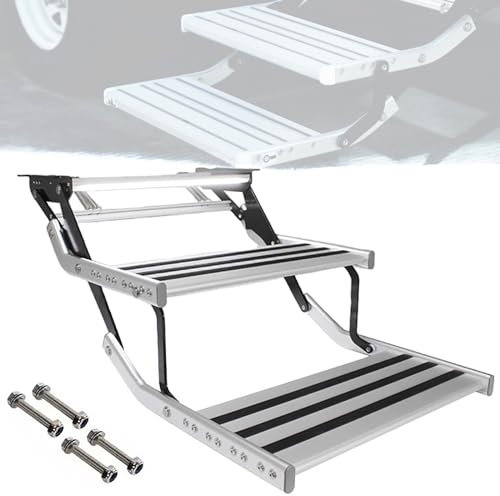 WYRMB Wohnmobil-Trittstufe, elektrische automatische Wohnmobil-Trittstufenbaugruppe, Teleskop-Anti-Rutsch, für Wohnmobil, Wohnmobil, Wohnwagen, Wohnwagen, 150 kg.Double Layer