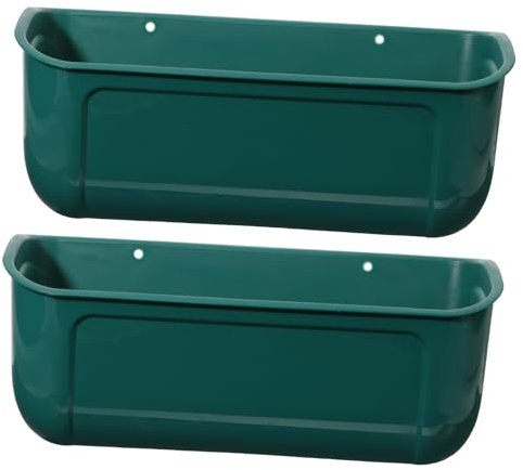 KITANDOVE 2St Hühnerfuttertrog Geflügelfutterautomat Geflügelfutterspender Tierfuttercontainer gesteckt praktischer Schweinefutterautomat Futterspender für Ziegen Plastik Dark Green