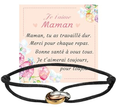 QianSiLi Weihnachts Geschenke Frauen/Männer, Armband mit Ring, Dreifarbig, Rote Glücksarmbänder, Armband für Damen und Herren, Verstellbar, Edelstahl Geburtstagsgeschenke, Valentinstag Geschenke