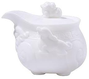 MPOPO Herbal Tea Pot Ceramic White Hand-clawed Pot Ceramic Tea Set Teapot Pure Handmade Household Tea Brewer Single Pot Loose Leaf Tea Steeper