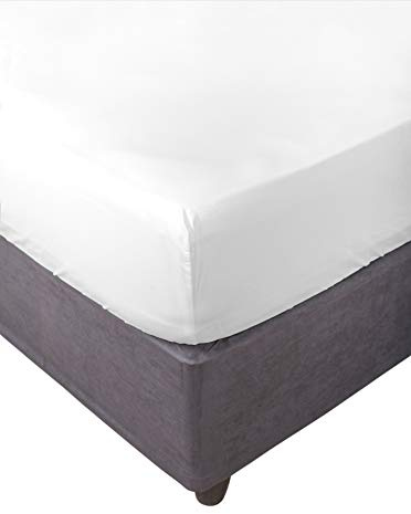 Miracle Home. Sábana Bajera 100% Microfibra cepillada, Ajustable, elástica y antipeeling. 105X200. Cama 105. Blanco