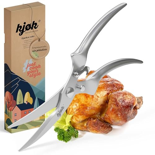kjøk Premium Tijera para Aves de Corral de acero inoxidable – Tijera de cocina multiuso para cortar aves de corral - Tijera de trinchar para pollo, ganso o pato – Ayudante de cocina profesional
