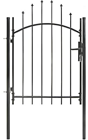 Metal Garden Gate, Swing Gate Entrance Security Door Steel 1x1.75 m Black