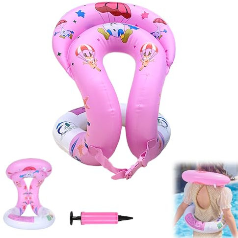 Gxlaihly Gilet da nuoto gonfiabile,Gilet da piscina galleggiante,Gilet da Nuoto,Gilet Piscina Galleggiante con fibbia di sicurezza regolabile,con 1 pompa d'aria manuale,Accessori Piscina (Rosa, M)