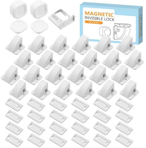 Cerradura magnética para la seguridad del bebé, adhesivo 3M multiusos para niños, fácil de instalar, sin necesidad de tornillos ni herramientas (24 cerraduras y 2 llaves)