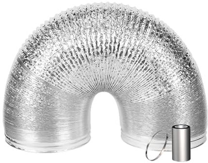 Tuyau d'Évacuation Double Couche de Ventilation Tuyau Climatiseur Mobile Tube Flexible de Ventilation de l'Air en Aluminium pour Climatisation, Aérateur, Sèche-linge, Hotte(3.0m,180mm)