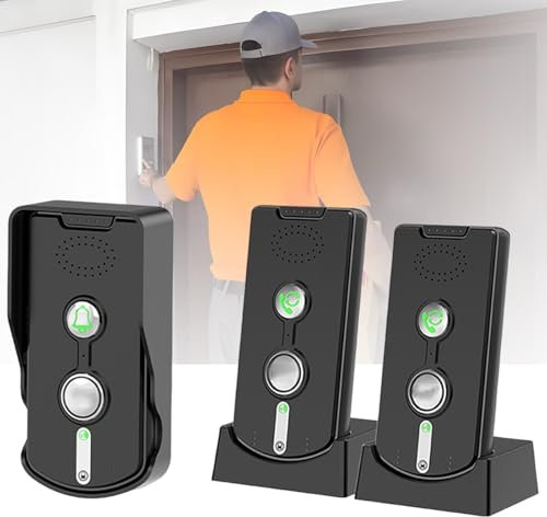 HFDJRWK Sonnette D'interphone sans Fil for Salle de Classe À Domicile avec 2 Récepteurs Sonnette Électronique Étanche de Plus de 1000 M de Portée