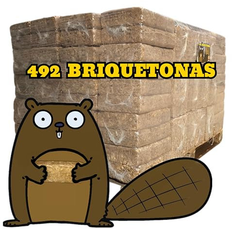 Briquetas Castor, 492 Briquetas Ecológicas para Calefacción, 82 Paquetes, Calor Duradero y Limpio