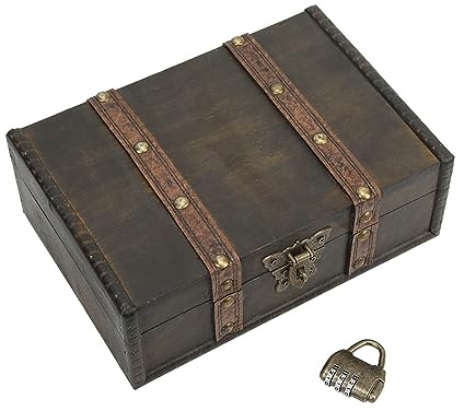 LIYJTK Boîte de bijoux vintage exquise belle boîte de rangement en bois antique inodore durable avec verrouillage de mot de passe pour stockage de bijoux