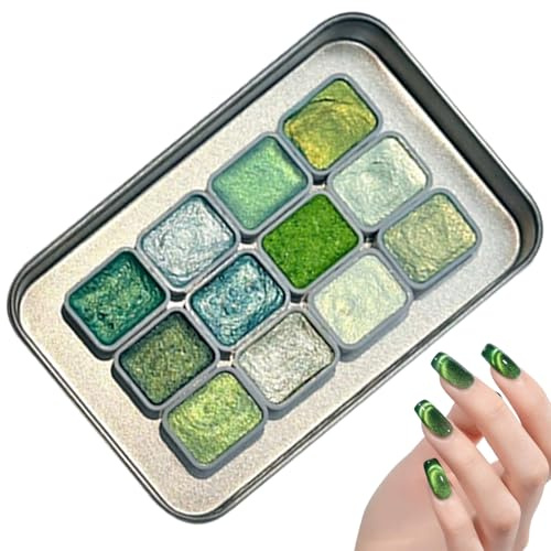 Jukeoiu Schimmernde Aquarellfarbe, 12 Farben, Malzubehör für Vorschule, Malzubehör für Künstler, Anfänger, Kinder, Mädchen, Kunstlehrer, Bastel-Enthusiasten, Sammelalben, Klassenzimmer
