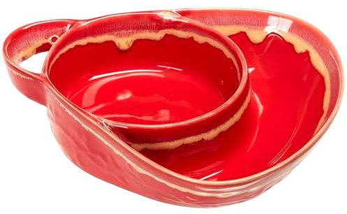 Ngbbby Soup and Sandwich Plate Combo Heat-Resistant Fan Shape Ceramic Split Cereal Bowl with Retro Handle Easy to Clean Anti Soggy Cereal Bowls for Personalized Breakfast, Split Bowl