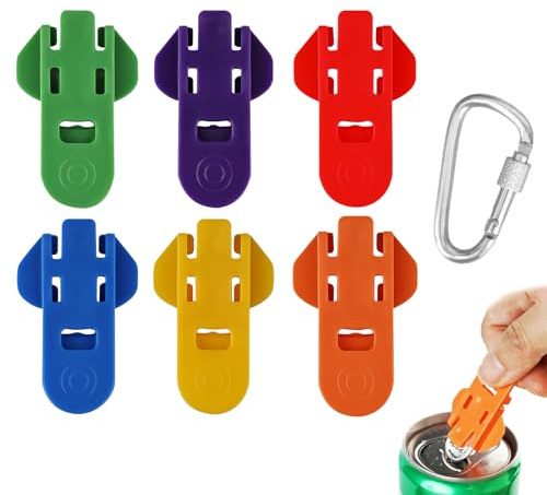 Dosenverschluss GeträNkedosen, DosenöFfner Und GeträNke Schutz, DosenöFfner GeträNke Schutz Mit Karabiner Schlüsselanhänger für Bier Soda Getränke (6)